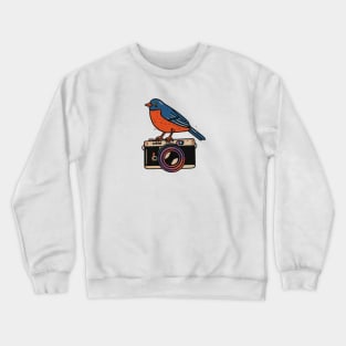 Retro bird on camera Crewneck Sweatshirt